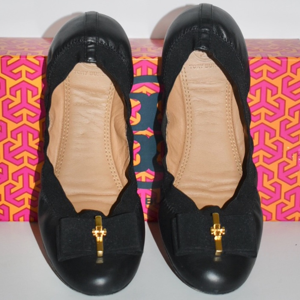 PRELOVED TORY BURCH SEDGEWICK 2 BALLET GLOSSY NORTH LEATHER